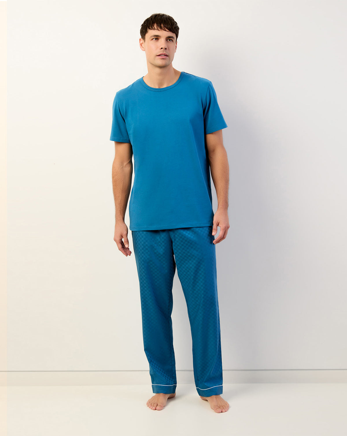 Bleu Long Pants and Teal Blue T-Shirt