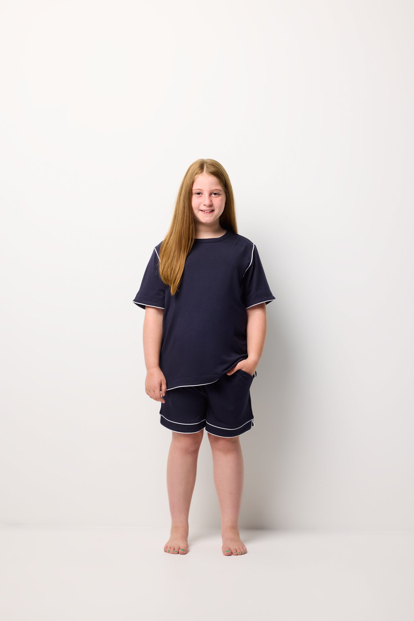 PRE-ORDER Jones TENCEL™ Modal Boxer shorts & Navy Tee Set (Girls)
