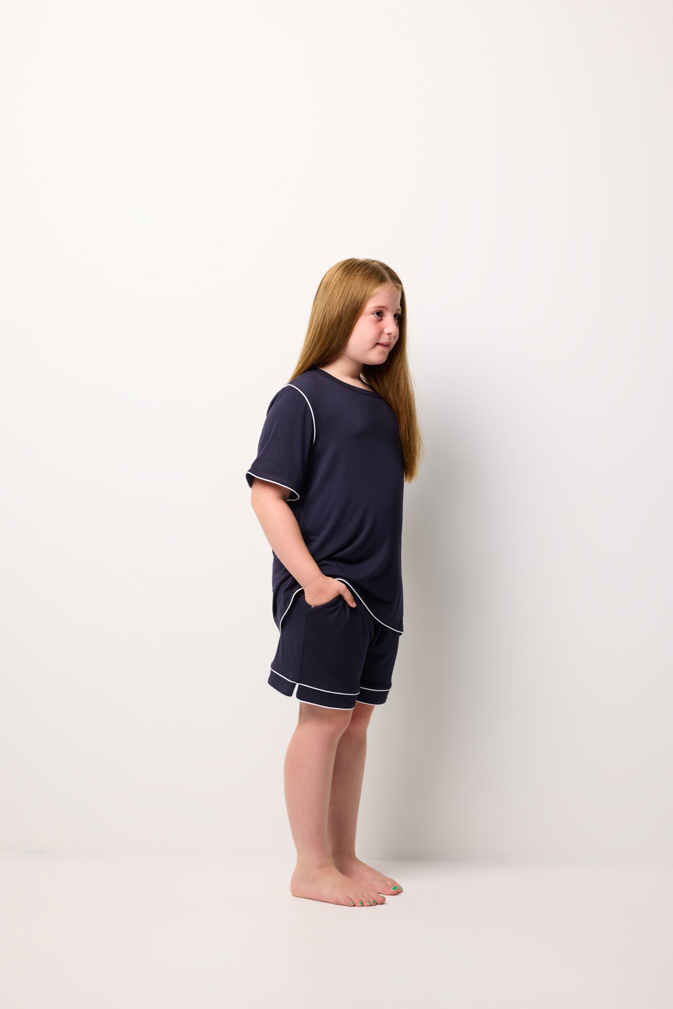 PRE-ORDER Jones TENCEL™ Modal Boxer shorts & Navy Tee Set (Girls)